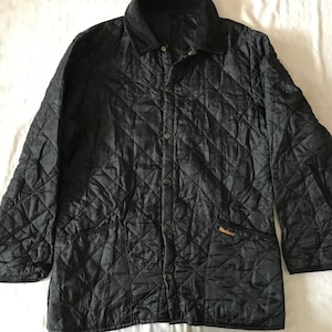 Barbour Men&#39;s Puffer Light Jacket Snap Buttons Made In England Black Small Size
