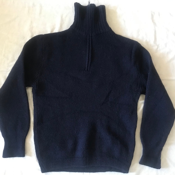 Bermuda Troyer Reine Wolle Heavy Knit Herren High Zip Neck Pullover Pullover Größe 48 EU - Medium US