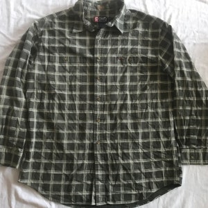 Ralph Lauren CRL Chaps Men&#39;s Classic Shirt Plaid Green Thick Cotton Made Size XL XLarge