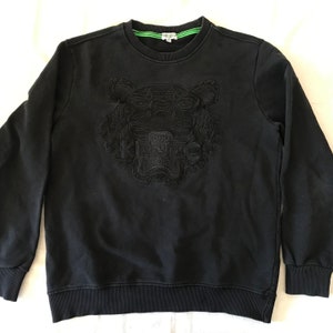 Kenzo Paris Classic Pullover Sweatshirt Black Embroidered Tiger Medium Size