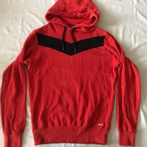 Diesel Industry Jeans Men&#39;s Hoodie Pullover Sweater Red Cotton Size Medium EU