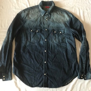 Levi&#39;s Levi Strauss Western Denim Shirt Long Sleeve Snap Buttons Size XL XLarge EU