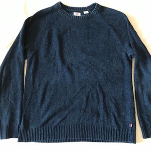 Levi&#39;s Levis Strauss Men&#39;s Crew Neck Pullover Pure Cotton Sweater Dark Blue Size Large EU