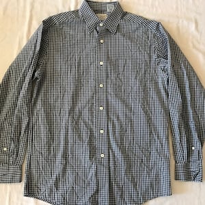 L. L. Bean Men&#39;s Long Sleeve Dress Shirt Small Regular Size Gray Checkered