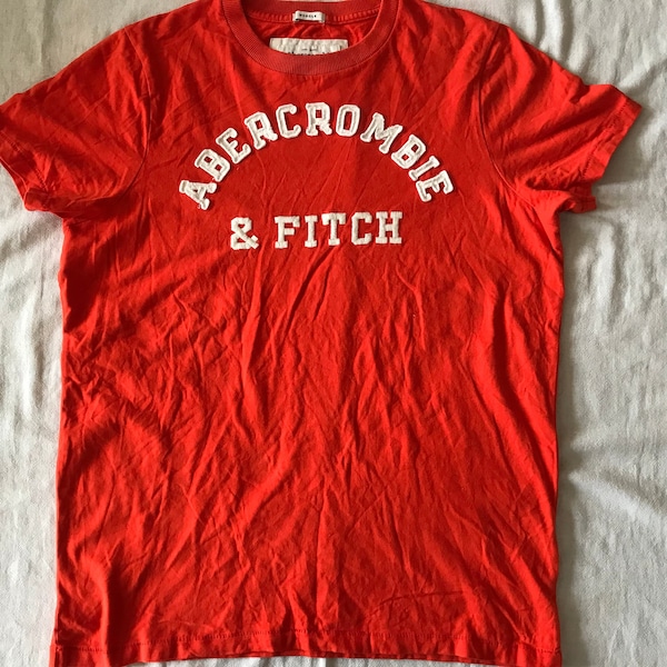 Abercrombie And Fitch Men's Short Sleeve T-Shirt Orange Muscle Large Slim Fit