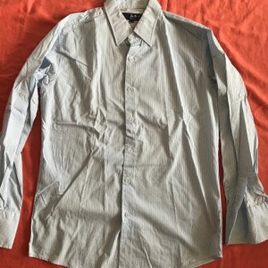 For Him U.K. - Premium Edition - Men's Long Sleeve White Dress Shirt Striped Size Large Slim Fit