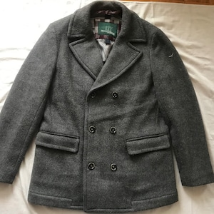 Henry Cotton's Italian Gray Wool Pea Coat Size Medium To Large  / 52 EU - 42 US