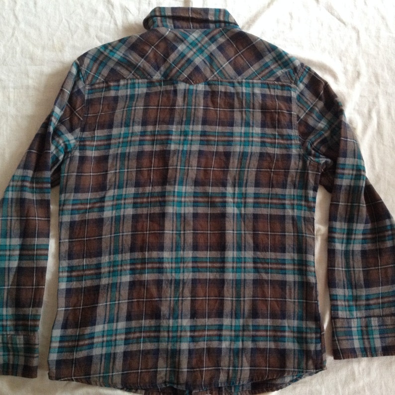 Mossimo Supply Vintage Cowboy Western Plaid Snap Long Sleeve Light ...