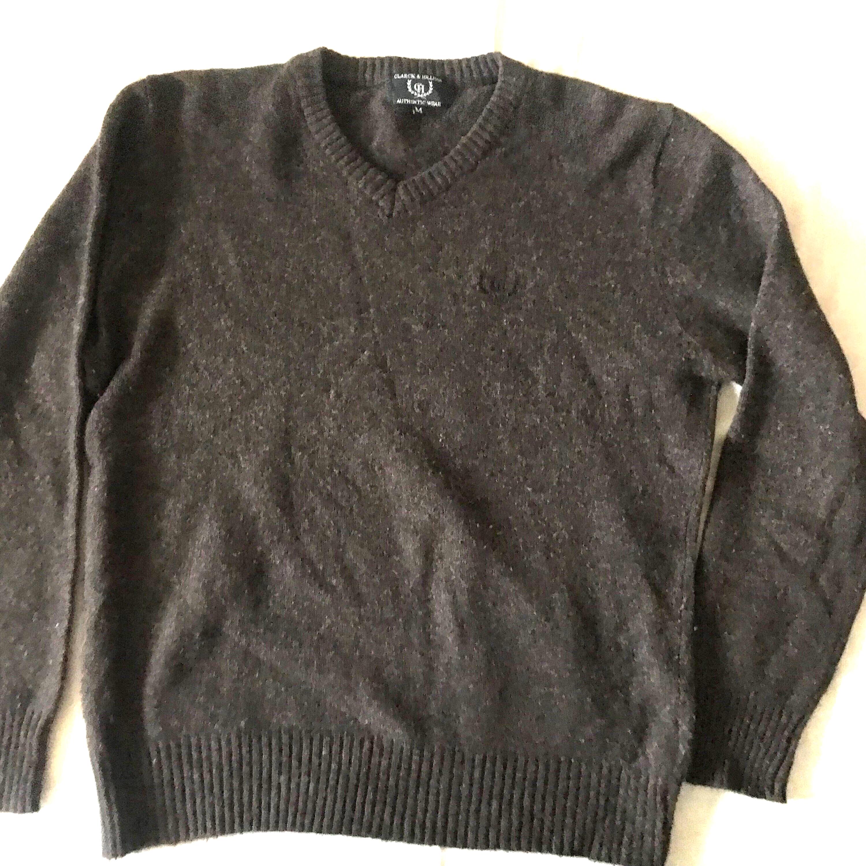 Clark And Hillman Men's V-Neck Sweater Pullover Dark Brown Size Medium US - Large EU