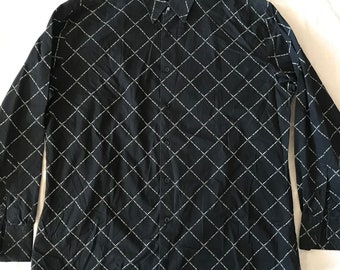 Ben Sherman London Men's Black ''The Original''  Casual Shirt XL XLarge Size | Plaid Brand Lettering Decorated