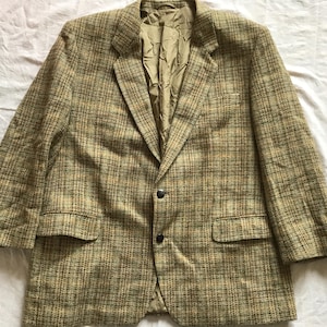 Harris Tweed Custom Tailored Men&#39;s Winter Pure Wool Blazer Size 44-46 XL *Please Read Detailed Measurements
