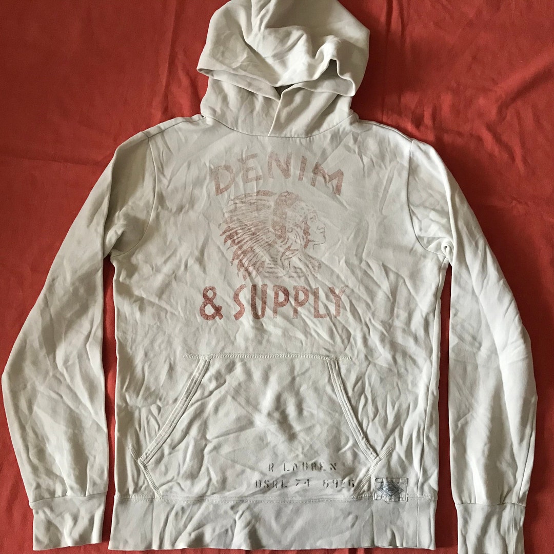Ralph Lauren Denim and Supply Beige Hoodie Pullover Sweatshirt W