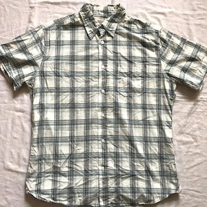 Chevignon France Men&#39;s Short Sleeve White Plaid Shirt Classic Cotton Large Size Slim Fit EU