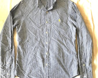 Polo By Ralph Lauren Men's Long Sleeve Dress Shirt Checkered Size Medium Slim Fit