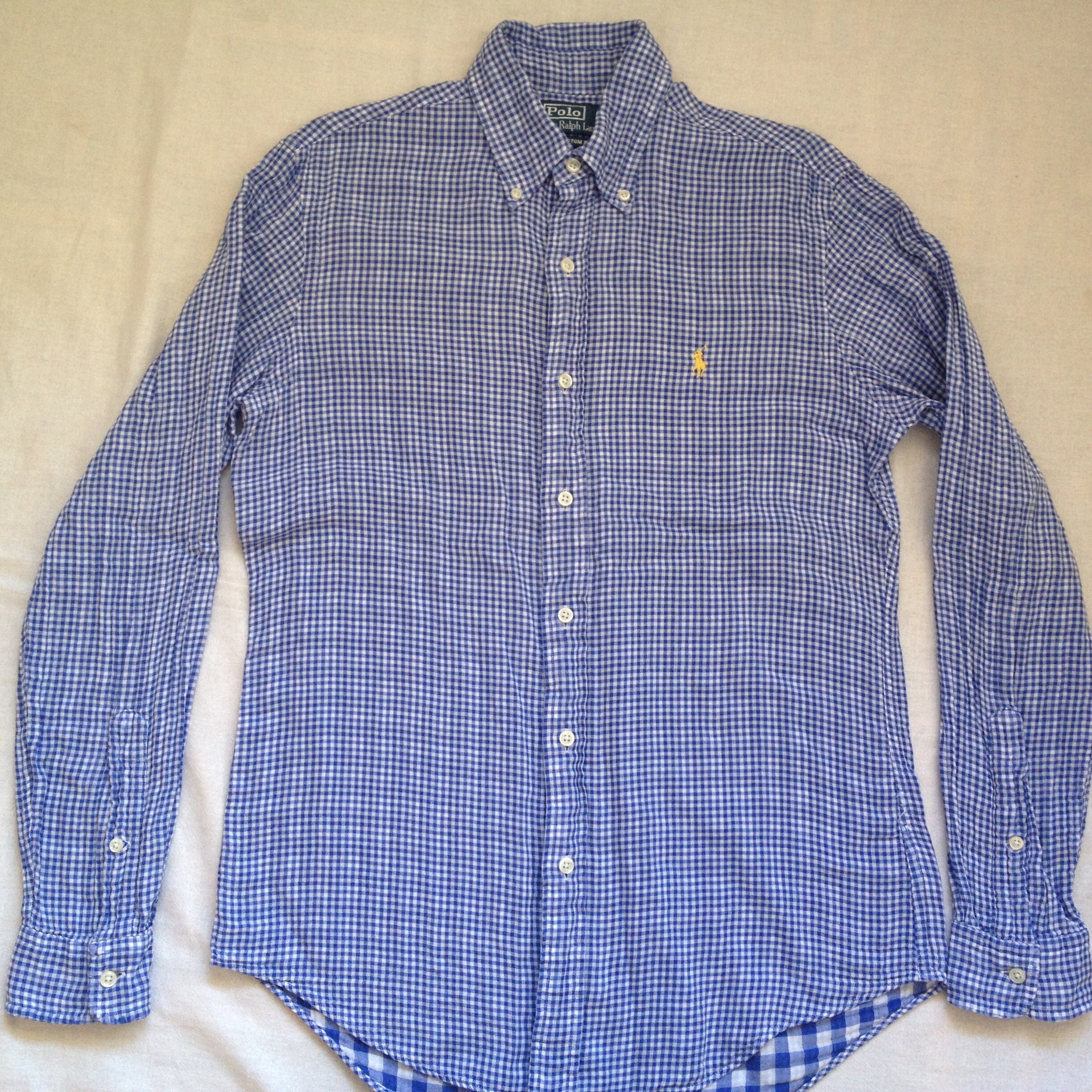 Ralph Lauren Vintage Polo Men's Checked Dress Shirt Blue Ralph Lauren Vintage Polo Men's Checked Dress Shirt Blue