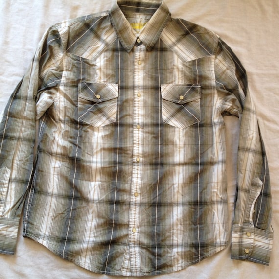 Maverick Western Vintage Men s Long Sleeve Snap Buttons Plaid Shirt XL Xlarge Etsy Canada