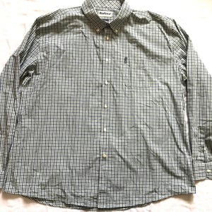 Barbour Men&#39;s Dress Shirt Green Checkered Tailored Fit Size 3XL US - 5 XL EU