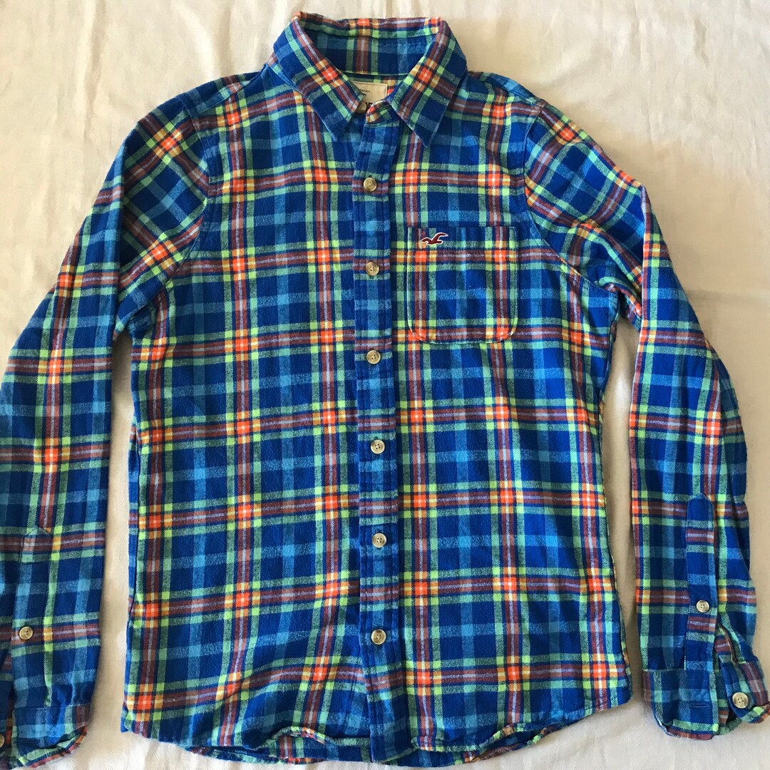 Hollister Men's Long Sleeve Men's Flannel Shirt Plaid Size Medium