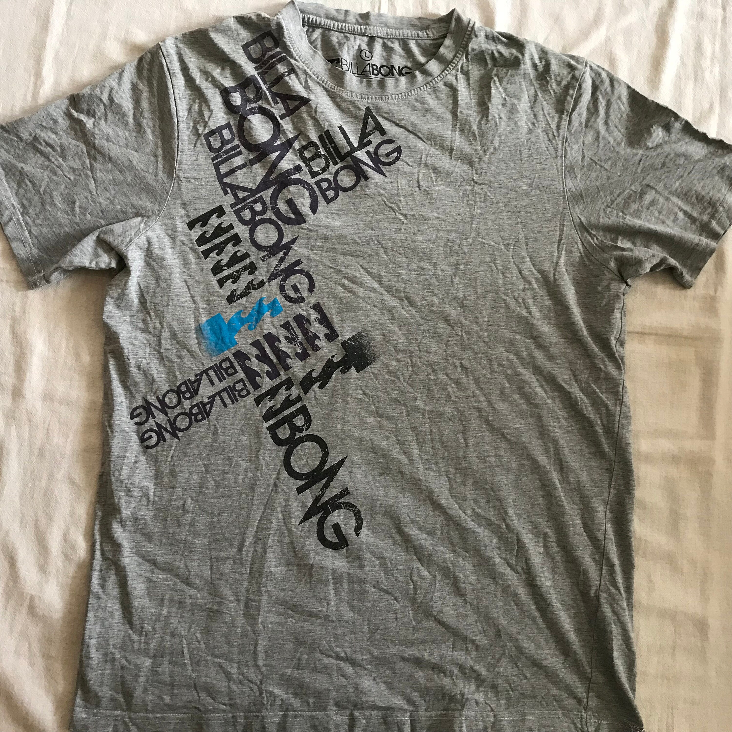 Billabong Classic Gray Men's T-Shirt Large EU Size | Surfing Skateboarding Brand | Graphic Print