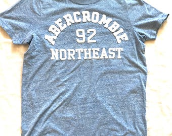 Abercrombie And Fitch T-shirt à manches courtes pour homme brodé bleu clair coupe moulante grande taille