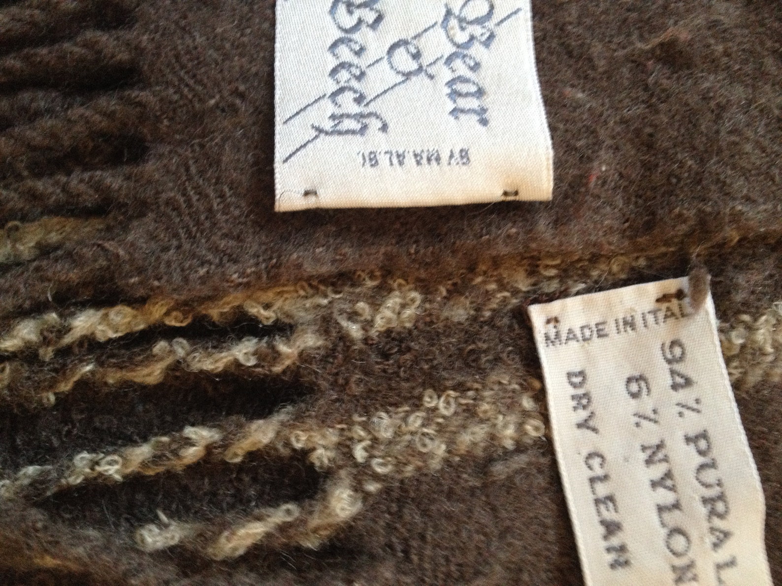 Vintage Bear & Beech Italian Wool Scarf 48x11 | Etsy
