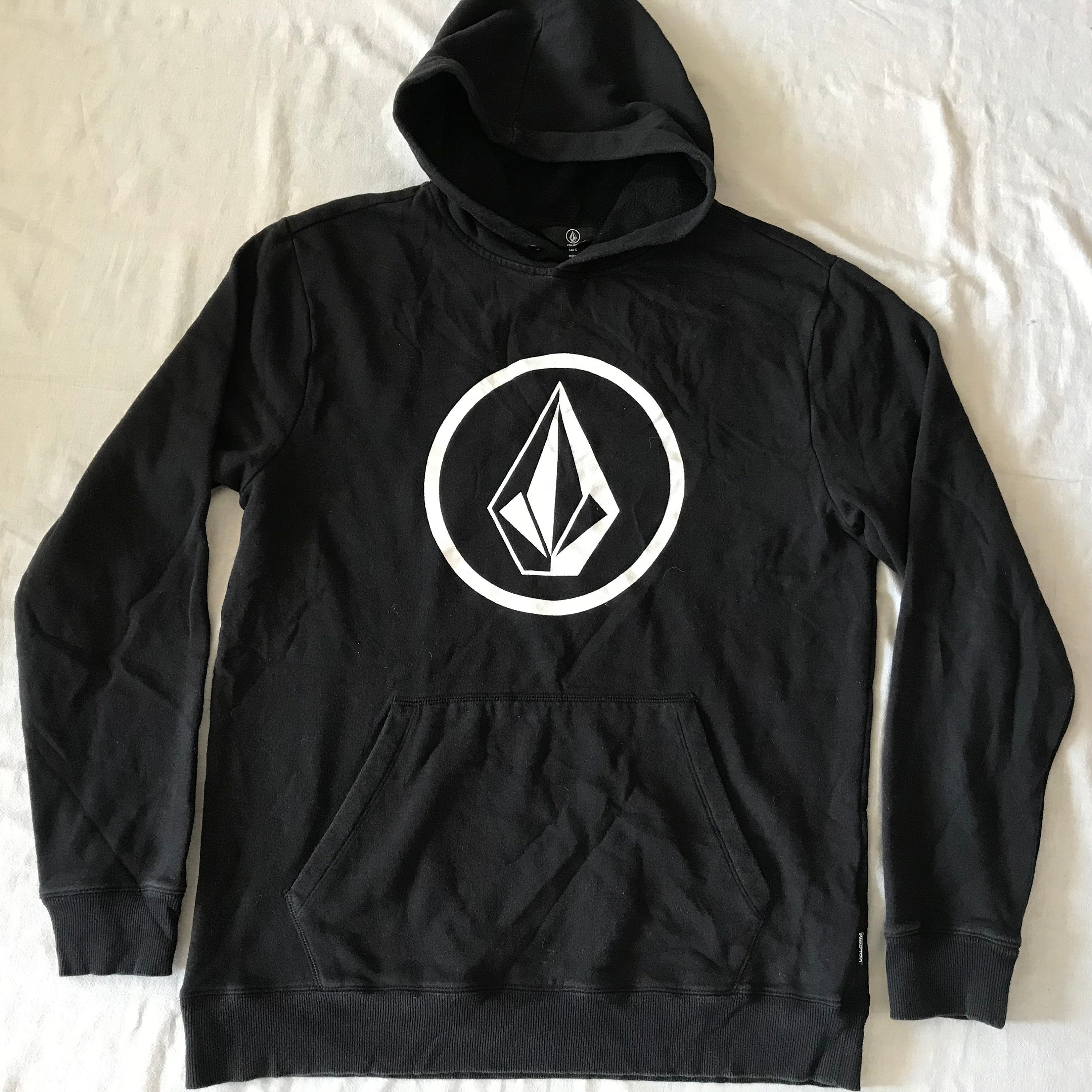 Volcom Stone Men's Pullover Hoodie Sweatshirt Black W/ Logo