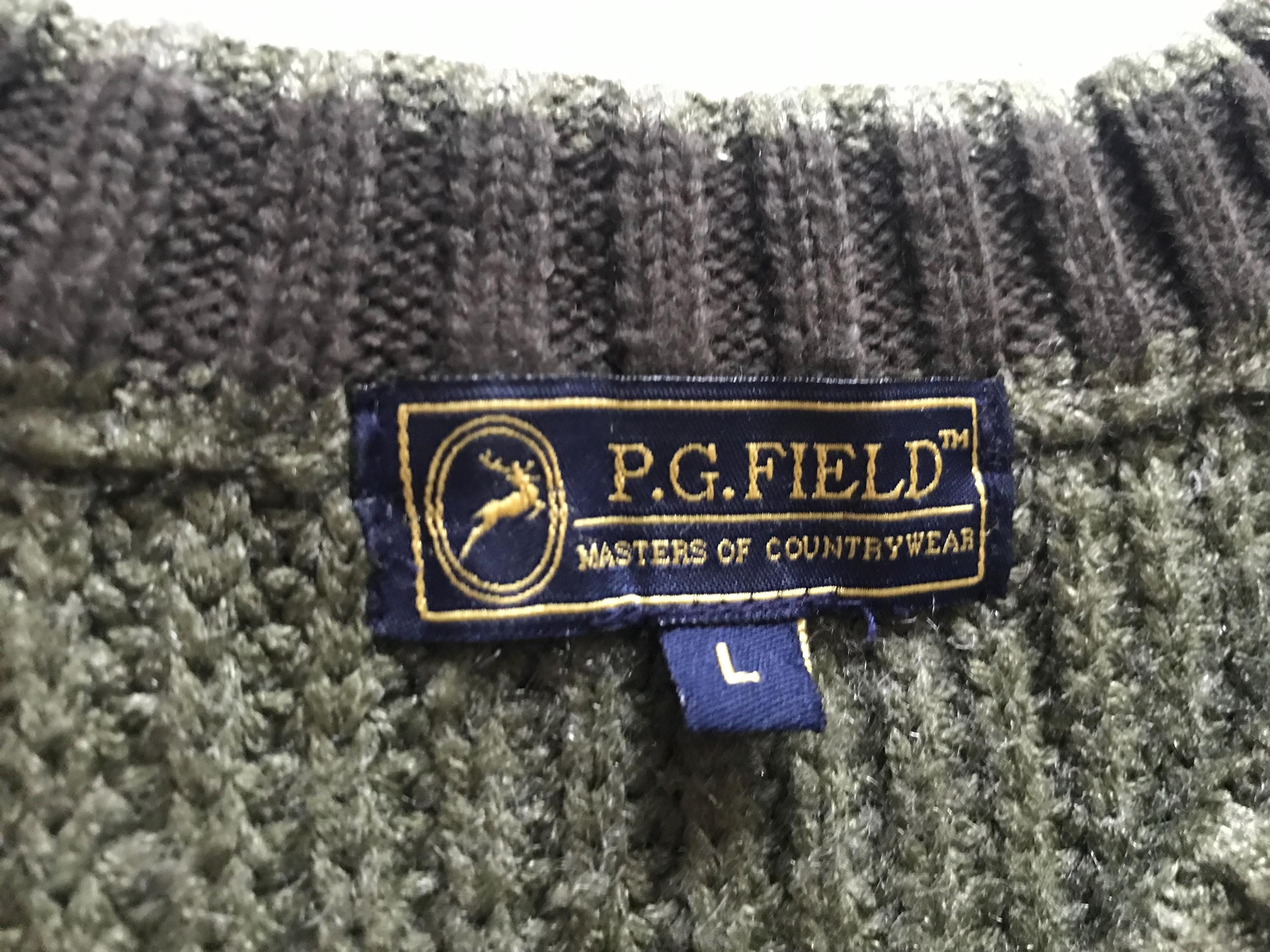 P.G. Field Heavy Chunky Knit V-neck Ribbed Fisherman Country 
