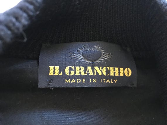 Il Granchio Made In Italy Zipped Snap Buttoned Bomber Sweater Jacket Heavy Knit Wool Combo Navy Blue Large EU View 5
