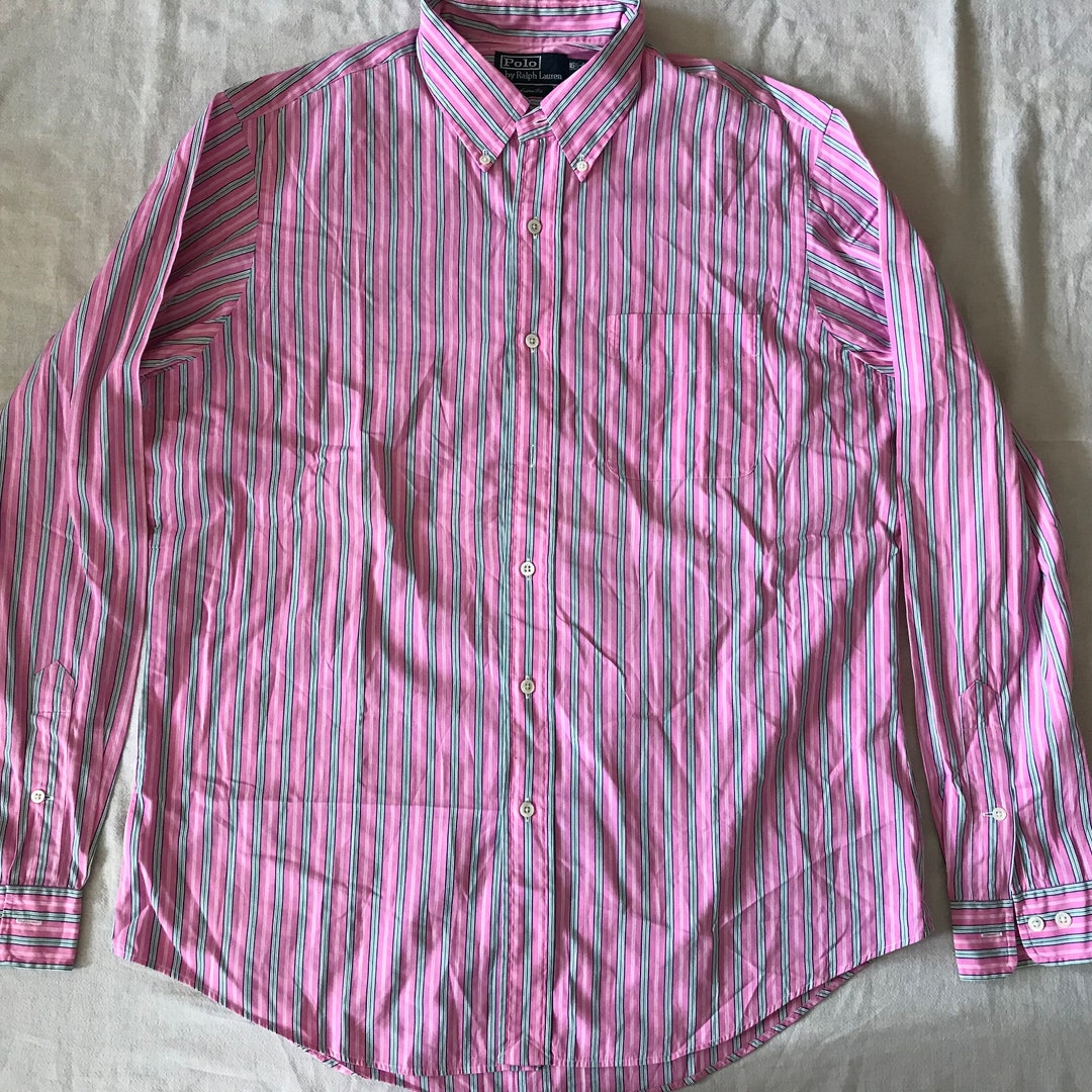 Camisa de vestir para hombre Polo Ralph Luren de rayas rosas, corte  personalizado, talla grande 16 1/2 - 42 - Etsy México, image size:1080x1080