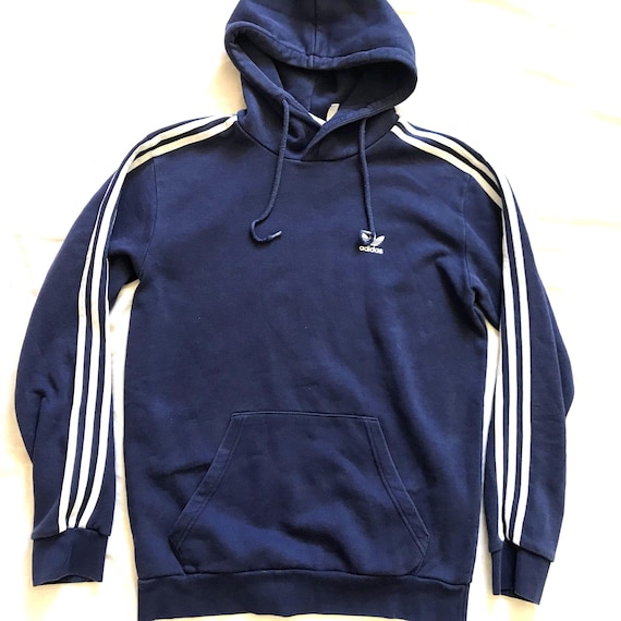 Adidas Men's Classic Blue 3-striped Pullover Hoodie EU US Small