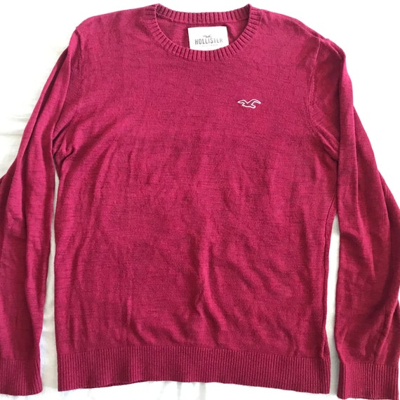 Hollister Men s Pullover Crew Neck Sweater Cotton Wool Combo Burgundy Medium Size Slim Fit Etsy Canada
