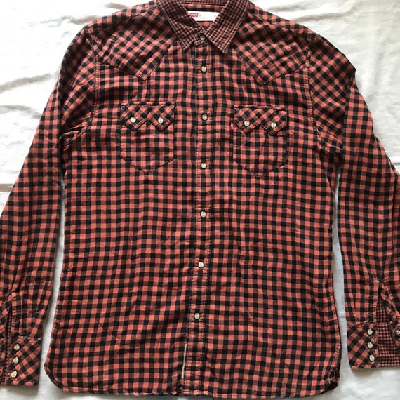 Levi's Levi Strauss Men's Western Checkered Red Long - Etsy