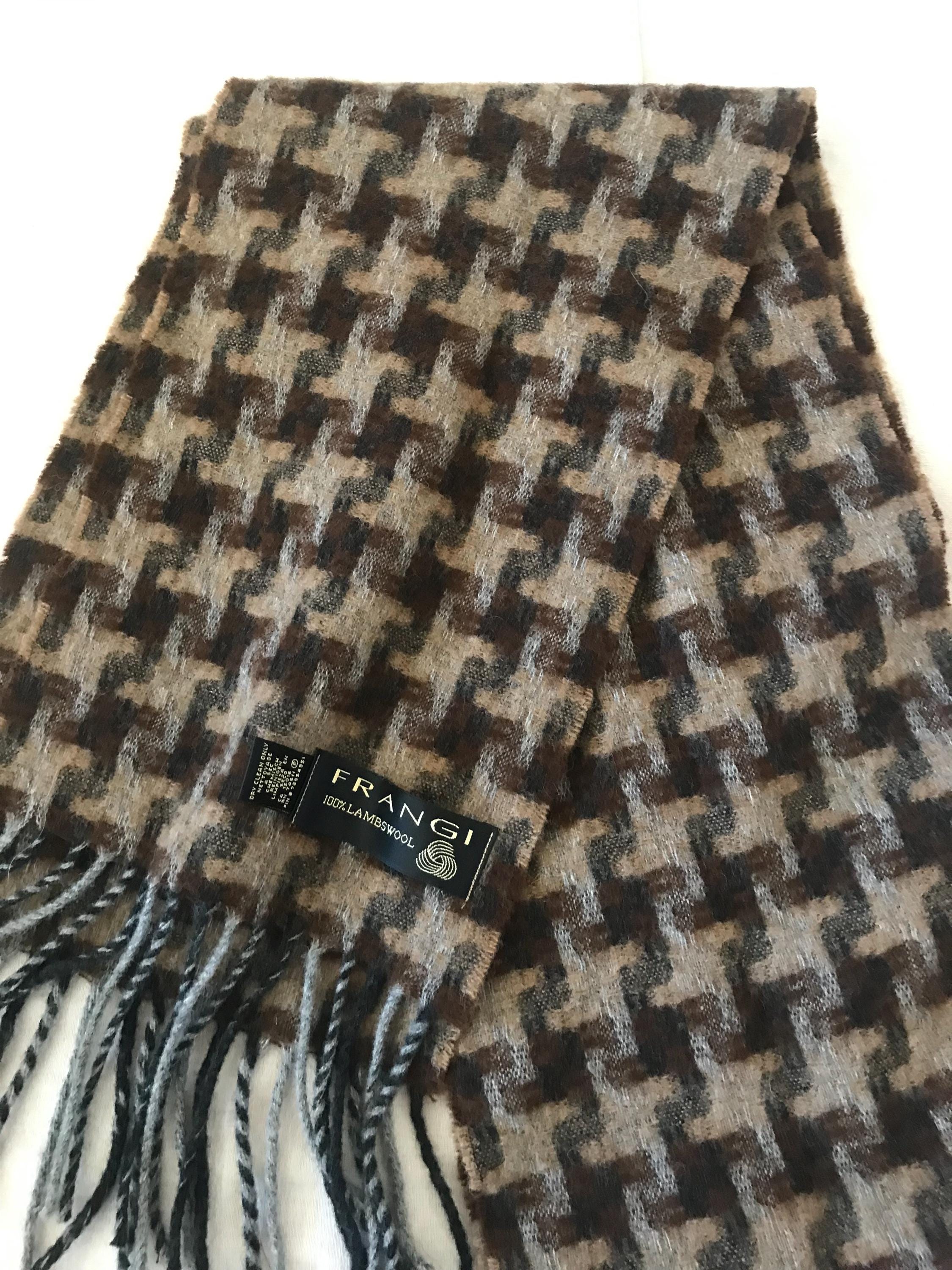 Frangi Men's Unisex Plaid Scarf Size 64 X (162 X 22 Cm) Made