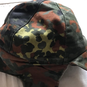 German Military Bekleidung Und Mutzen Gmbh Camouflage 1993 Visor Winter Hat W/ Ear Flaps Size Medium 59 cm