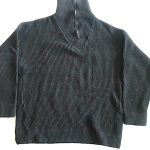 Suéter de invierno para hombre Harrngton de cuello alto con cremallera, mezcla de lana, color negro, talla mediana a grande. Hecho en Francia.