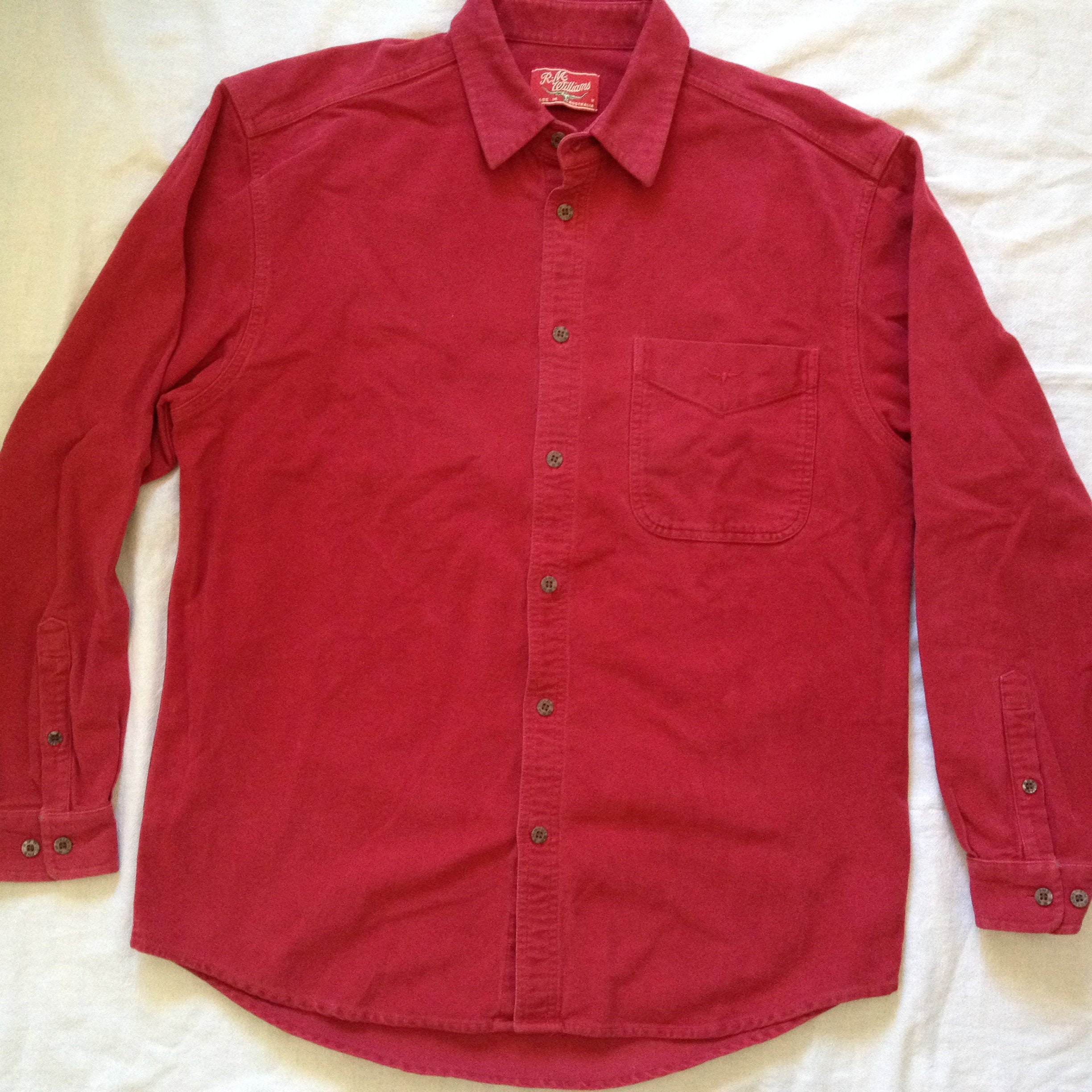 RM Williams Flannel Shirt Logo Men S Red Made in Australia