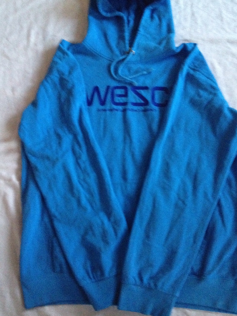 WeSC We Are The Superlative Conspiracy Sweden Classic Unisex Blue Hoodie Sweatshirt Cotton Medium Size image 4