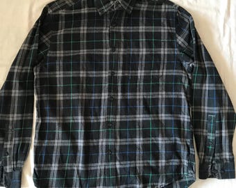 Eddie Bauer McKinley Flannel 長袖シャツ　白黒 Vintage Eddie Bauer McKinley Cloth Plaid Flannel Button Up