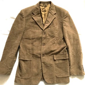 Oviese Italian Men&#39;s Sport Jacket Blazer Light Brown 3 Button Cotton Made Size 48 EU -- 38 US