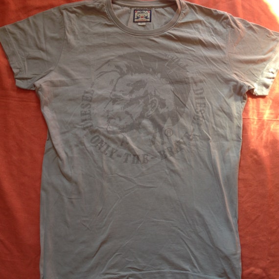 Diesel Industry Jeans Vintage Gray T Shirt W Mohican Head Etsy