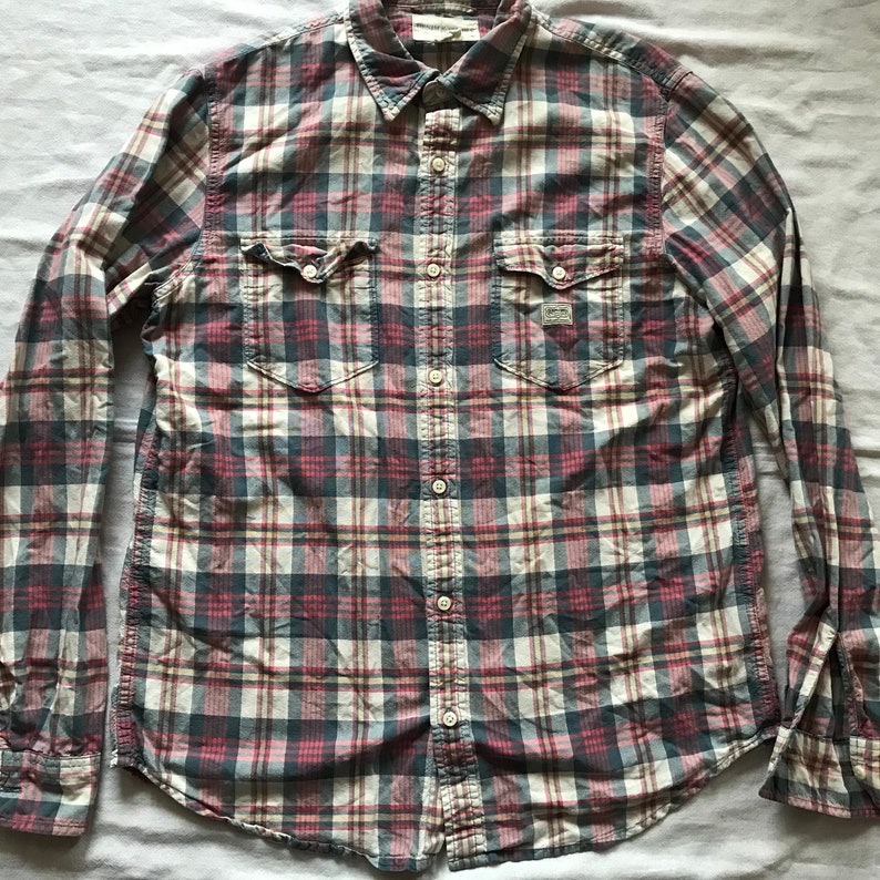 Ralph Lauren Denim & Supply Men's Long Sleeve Pure Cotton Plaid Shirt Large Size image 1