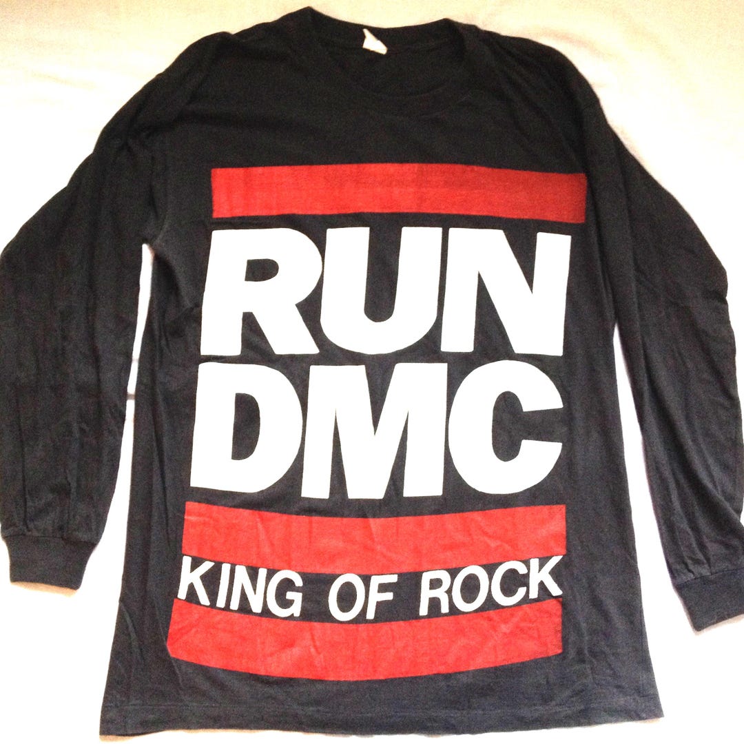 RUN DMC King of Rock Rap Hip Hop Long Sleeve T-shirt Black Double