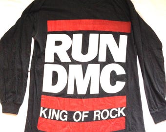 RUN DMC King of Rock Rap Hip Hop Long Sleeve T-shirt Black Double