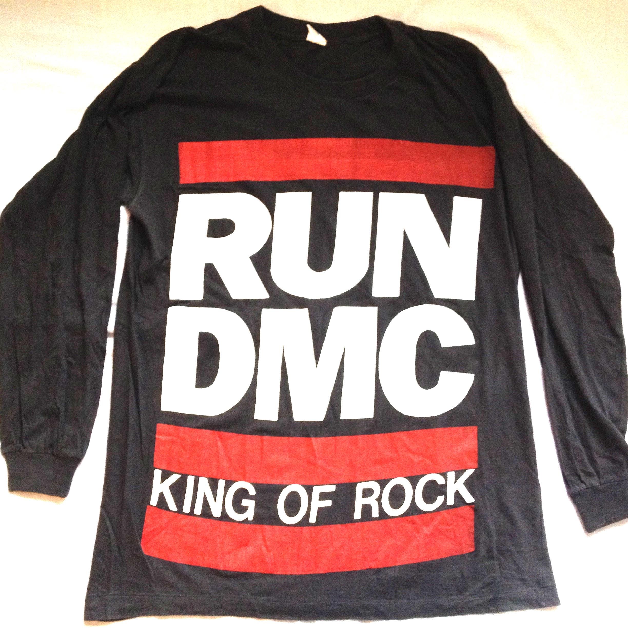RUN DMC King of Rock Rap Hip Hop Long Sleeve T-shirt Black Double