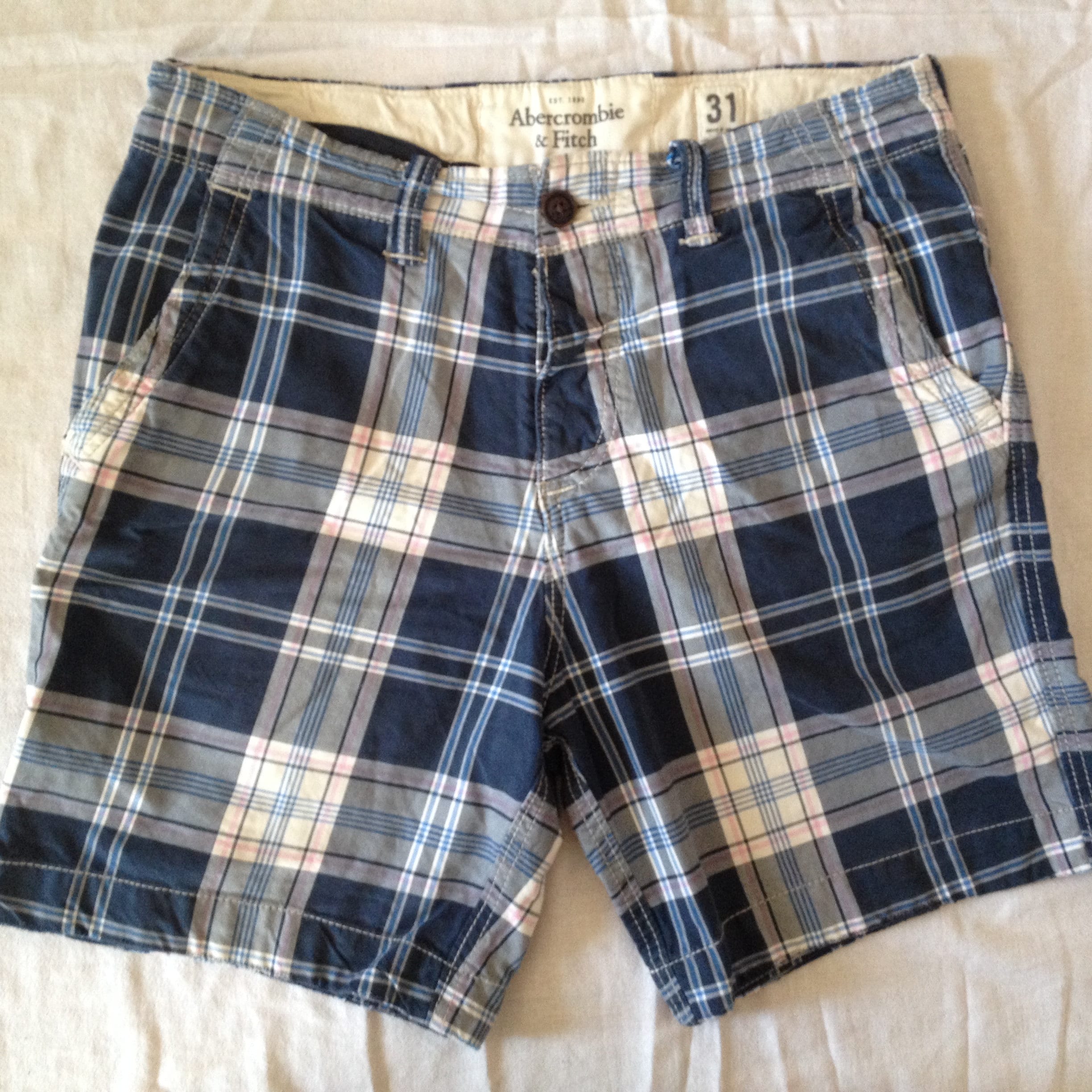 Abercrombie Fitch Men s Plaid Bermuda Shorts Size 31 Classic Summer Bermuda Etsy