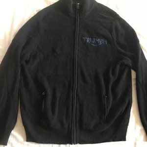 Lucky Brand Triumph Motorcycles Full Zip Men&#39;s Pure Cotton Sweater XXL EU Black