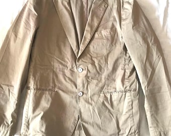 Conbipel Made In Italy  Men's Cotton Sport Blazer Beige Jacket Size 52 EU 42 US Slim Fit