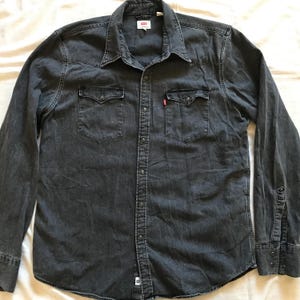Levi&#39;s Levi Strauss Co. Men&#39;s Cone Denim Shirt Size XL XLarge Gray Black Faded