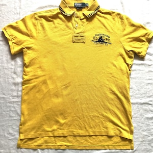 Ralph Lauren Polo Men&#39;s Polo Golf Shirt T-Shirt Yellow Pure Cotton Large Size Custom Fit EU