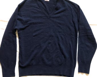 Jersey de cuello en V ligero para hombre Benetton, azul marino, talla 52 EU - 42 US